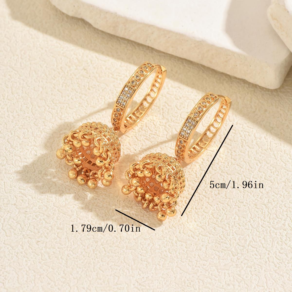 TEMU 1 Paire de Boucles d'Oreilles Rétro Style Arabe, Perles Creuses Exotiques Ethniques pour Femmes, Bijoux d'Oreilles de Fête Soirée Vacances