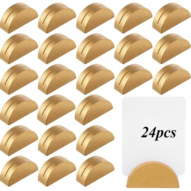 24pcs Number Stands, Wooden Indoor Lightweight Wedding Table Name Holders, Semi- Seating Card Stands For Office Labels, Photo Menu Clips For Banquet, Birthday Party, Restaurant，halloween, Christmas