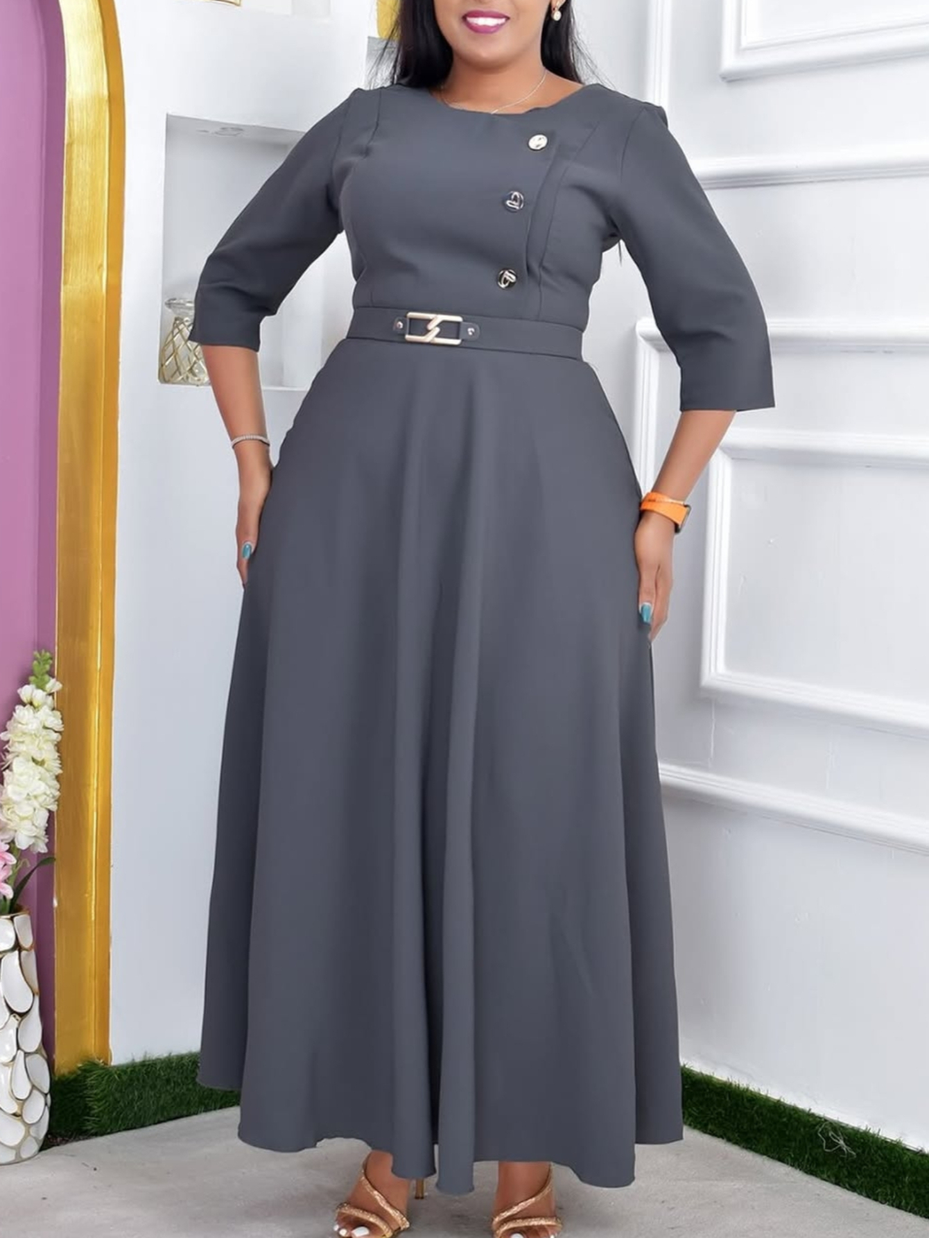gray dress sold on Temu United States