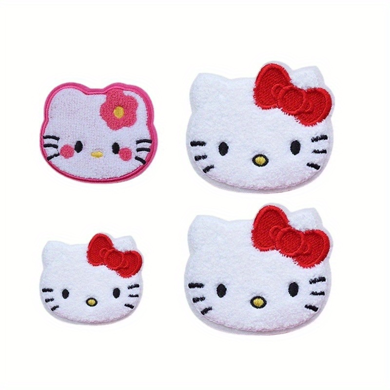 TEMU 4pcs Of For Hello Kitty Embroidered Patches, Cute Sewing Patches, Sewing/iron-on Appliques, , Iron-on Fasteners Hook And Loop Badges, Suitable