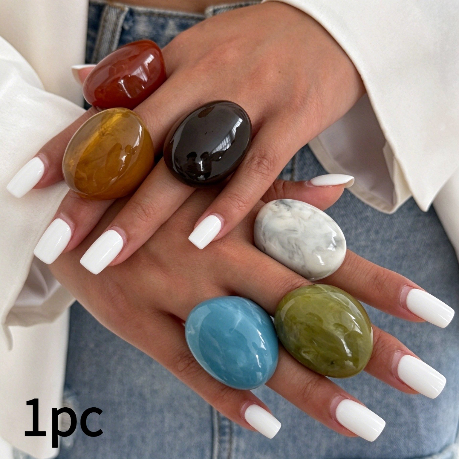 Women's Unique Geometric Blend Resin Ring, Party Accessory