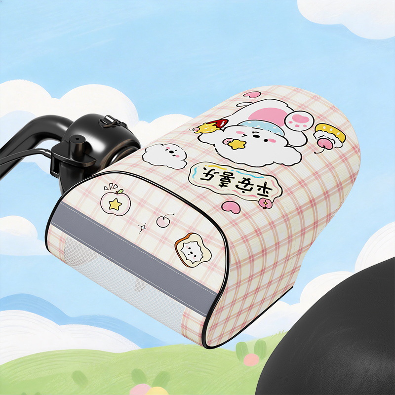 かわいいキャラクターハンドルカバー 日焼け防止・防水 汎用タイプ 電動バイク用グローブ 夏用サイクリング風 日焼け止めグリップカバー: retailer-supplied image