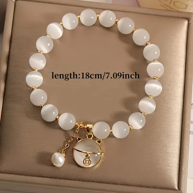 1pc delicate opal beads bracelet with delicate shaped pendant details accessory unisex suitable or special occasions best friend hand women ornament details 3