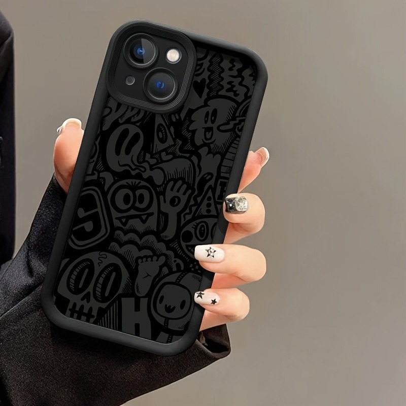 Funda para Teléfono - Funda para Teléfono - Una Nueva Funda Elegante de Bambú con Diseño Negro, Compatible con iPhone 16, 15, 14, 13, 12, 11, XS, XR, X, 8, 7 Plus, Pro Max y la Serie SE. Perfecta para Regalos de Halloween, Regalos de Pascua, Cumpleaños, para una Novia