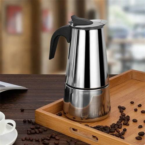 1pc stainless steel pot stainless steel italian stovetop coffee maker for 2 4 6 metal latte filter no electricity required portable espresso machine suitable for baristas