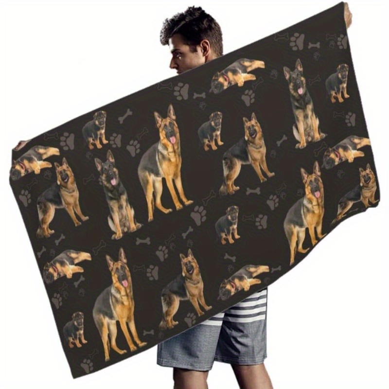 

German Shepherd Beach Towel - 27.5x55 Inches, Sports, Yoga, Gym & Spa Use