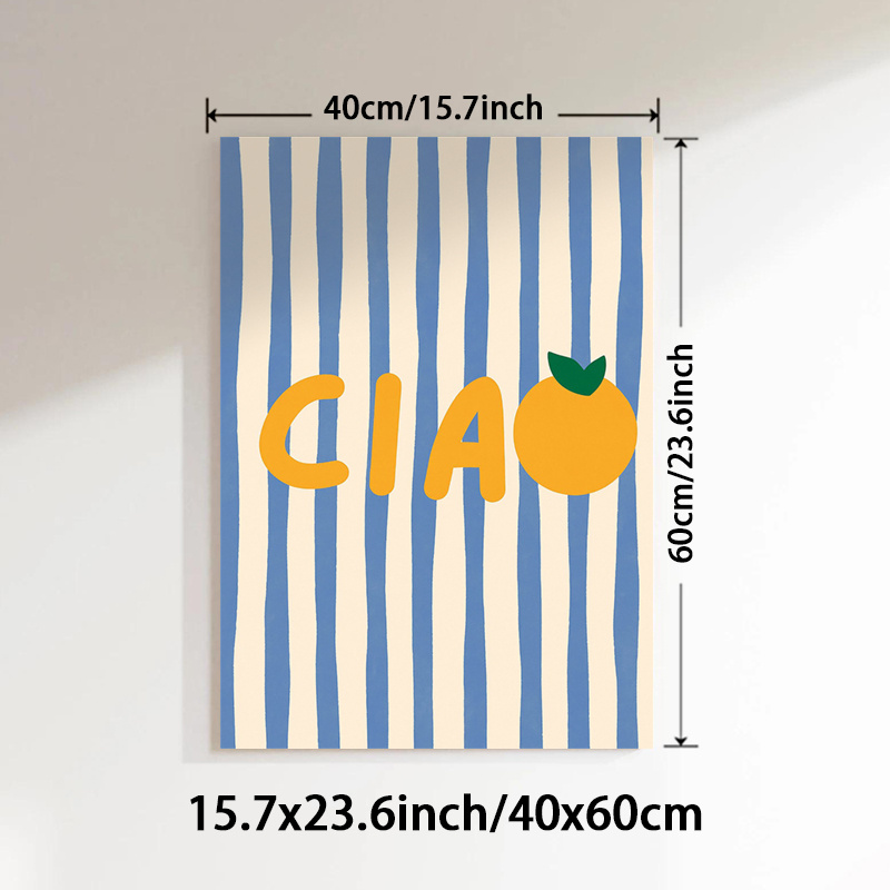 TEMU Stampa senza cornice 2D piatta, 2D piatta, 1 pezzo, con scritta "", caratterizzata da vivaci dipinti su tela , decorazioni murali a righe blu,