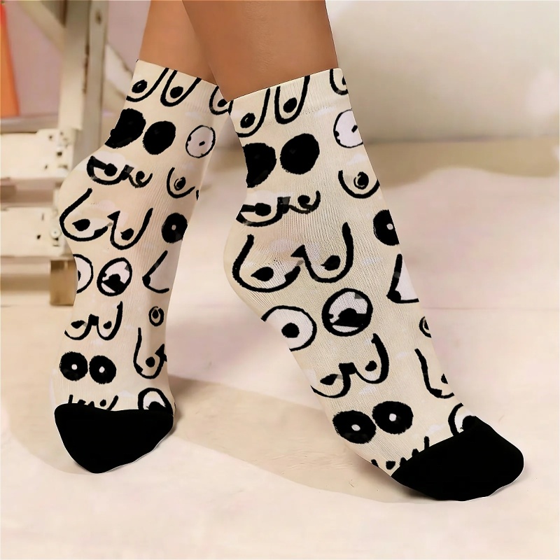 TEMU 1 Pair Of Women's Thin Ankle Socks With A Fun Pattern, Featuring A And Cute Design. New, Fashionable, And Versatile, Suitable For Casual And