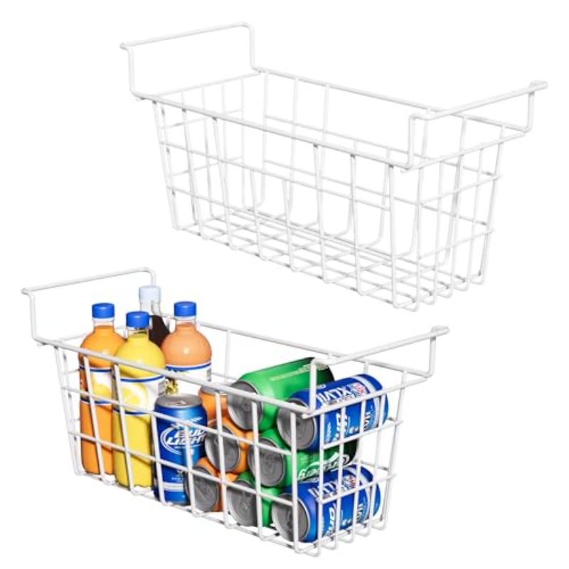17 5 inch 2packs chest freezer organizer bins deep freezer basket with hanging handles freezer baskets fridge organizer bins metal wire storage baskets