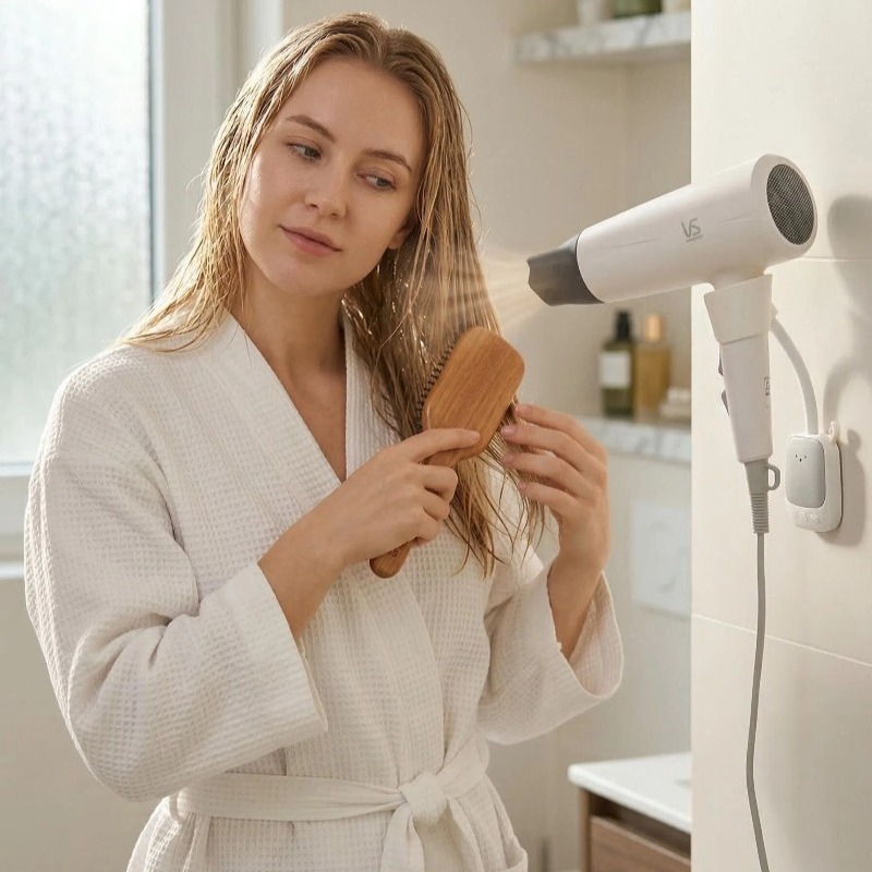 extended hair dryer stand with extension bar for free rotation   to punch holes   and make blowing hair easy Product details 0