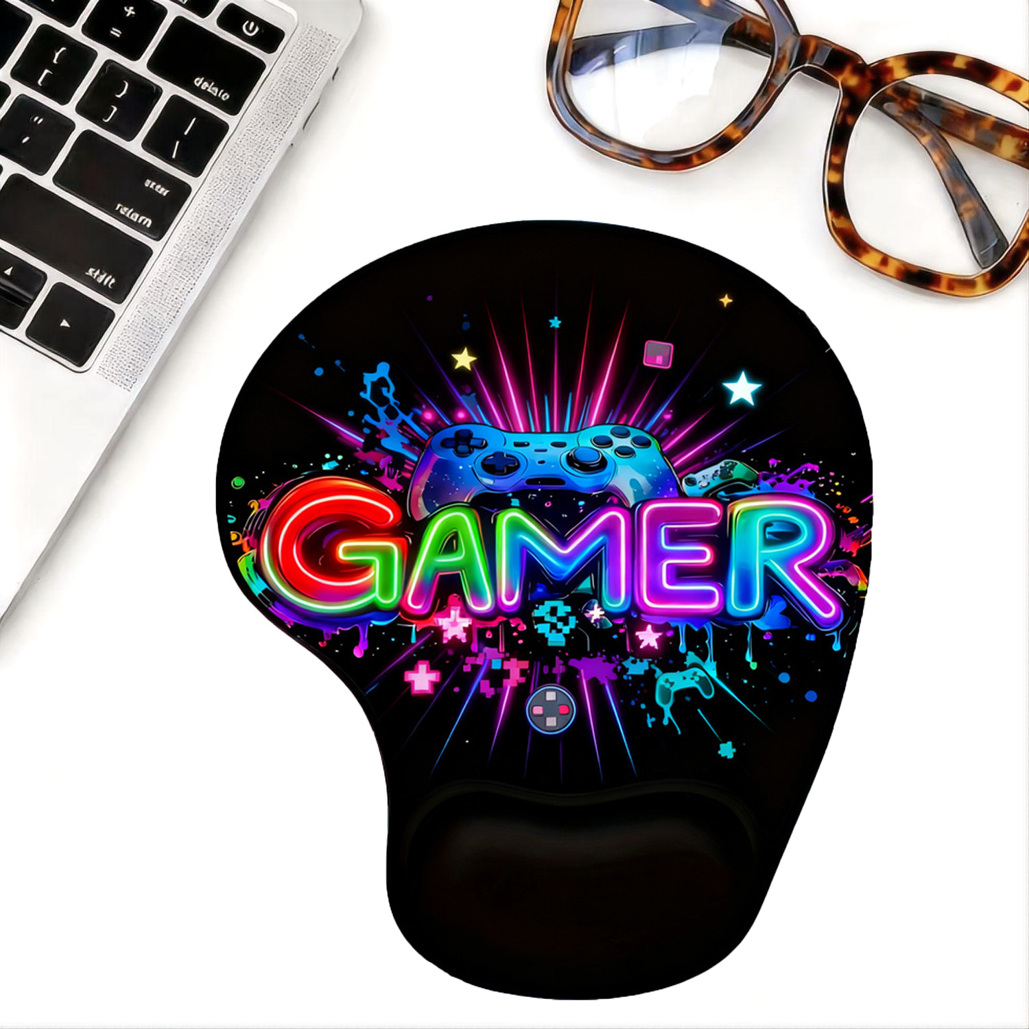 TEMU Alfombrilla Ergonómica para Juegos y Oficina con Reposamuñecas - Base Antideslizante Adecuada para PC, Computadora, Hogar y Oficina - Accesorio
