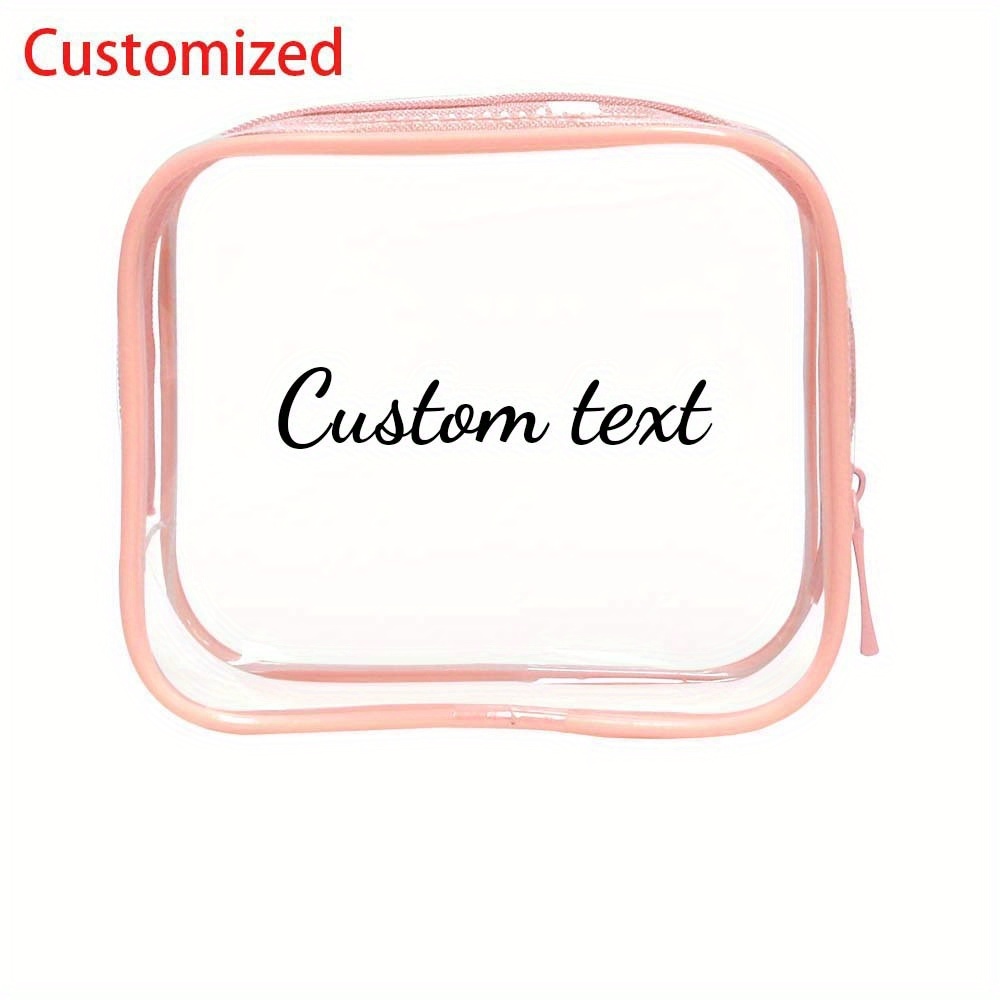 TEMU [custom] 1pc Macaron-colored Custom Transparent Makeup Portable Travel Toiletry Bag, Clear Pvc Makeup Bag, Durable Travel Cosmetic Organizer,