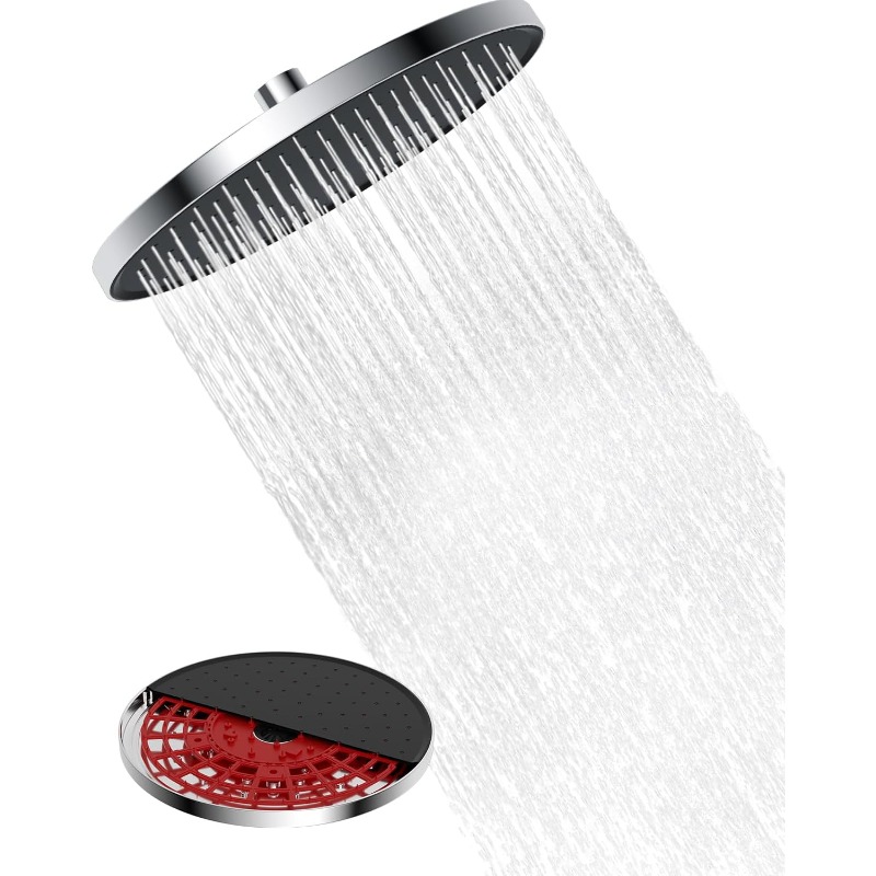 10-Inch Round Fixed Rainfall Shower Head with Self-Cleaning Feature