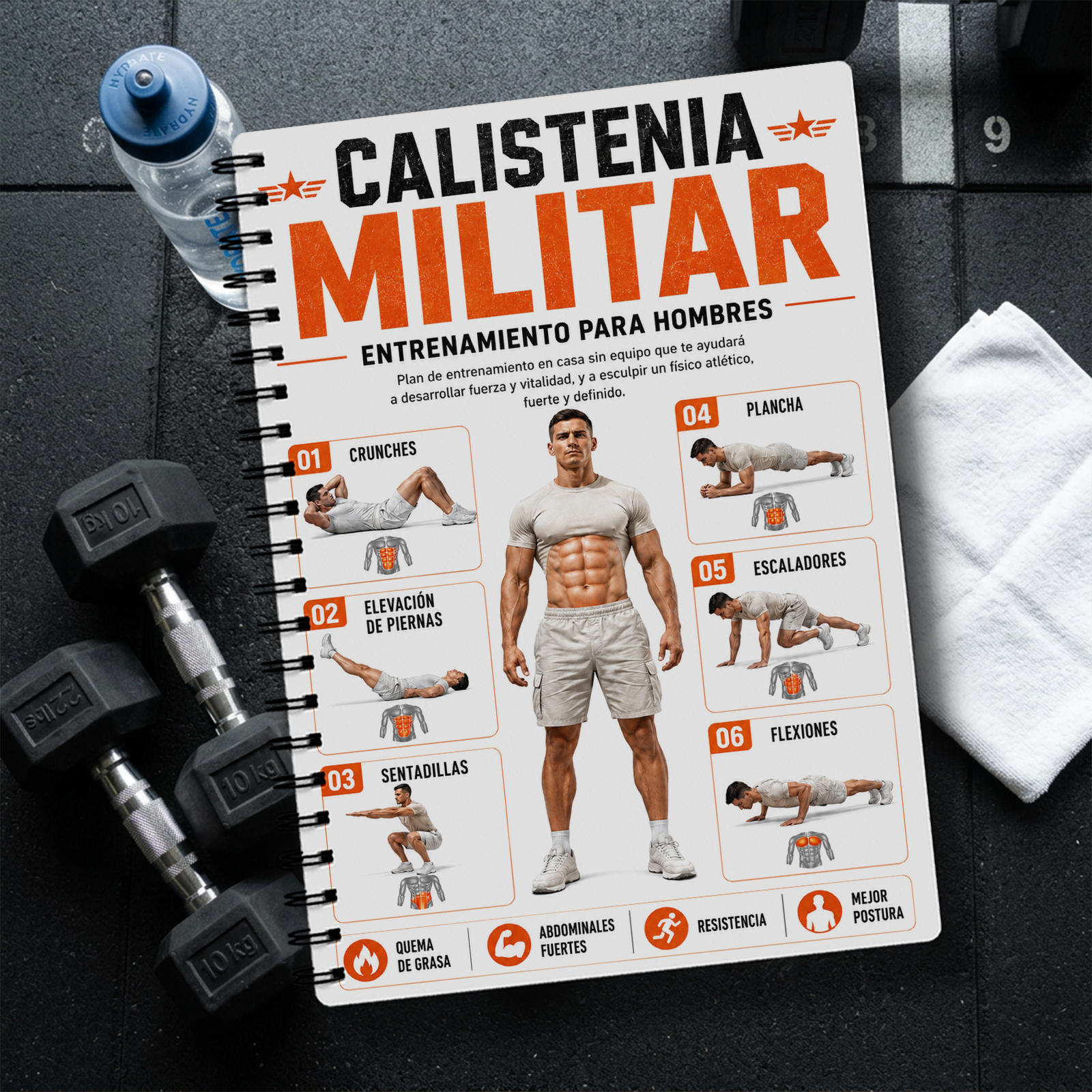 TEMU Agenda d'entraînement de calisthénie militaire espagnole de pour hommes - d'entraînement équipement à reliure spirale avec des hebdomadaires,
