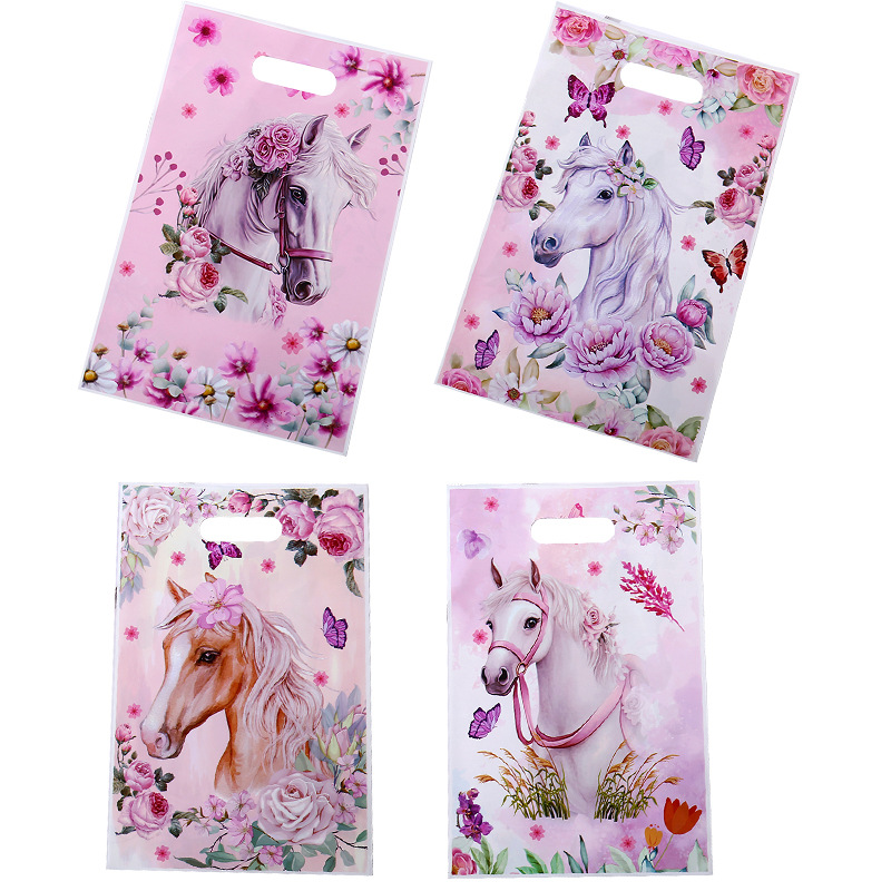 TEMU Gift For Her/him 10/16/20/32/50/65pcs Per Pack Pink And White Party Gift Bags 4 Colorful Patterned Butterflies Flowers Horse Cartoon Return Gift