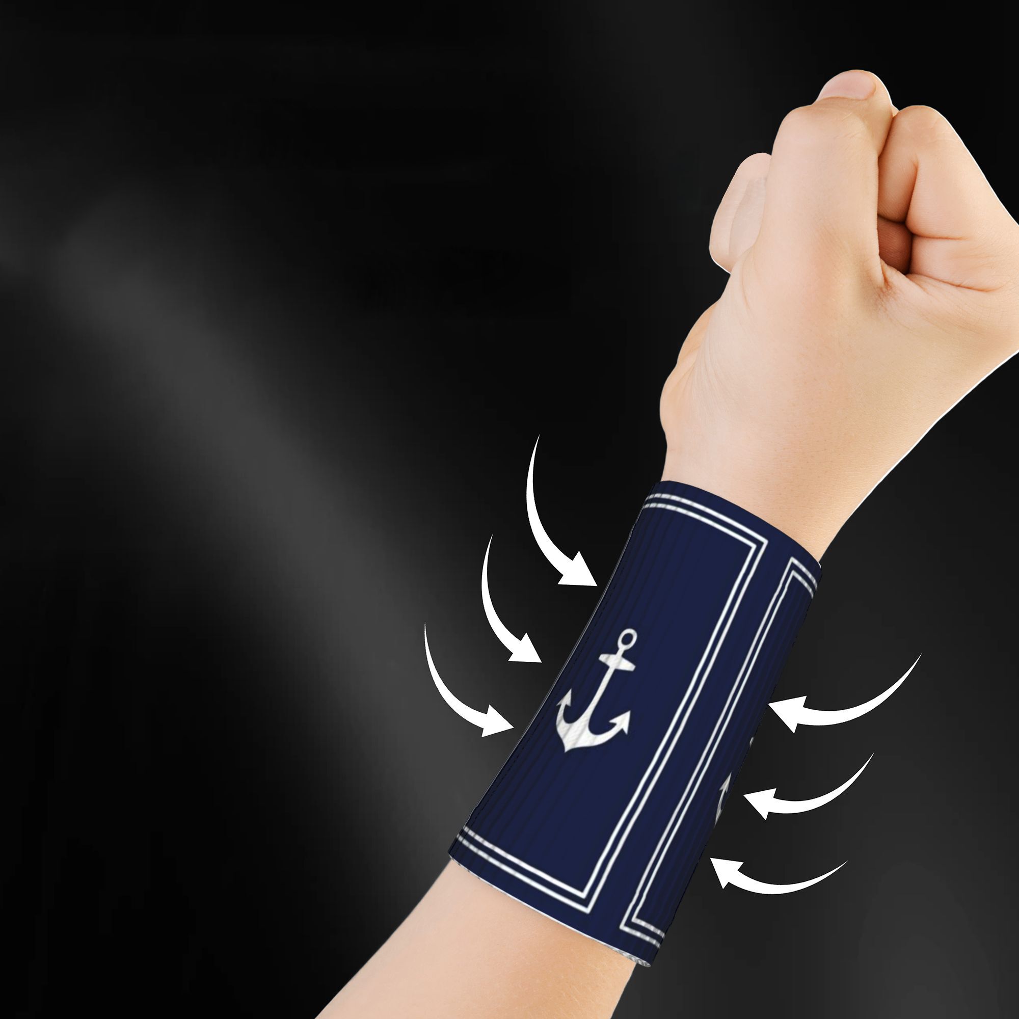Navy Anchor Minimalist Logo Wristbands, Unisex