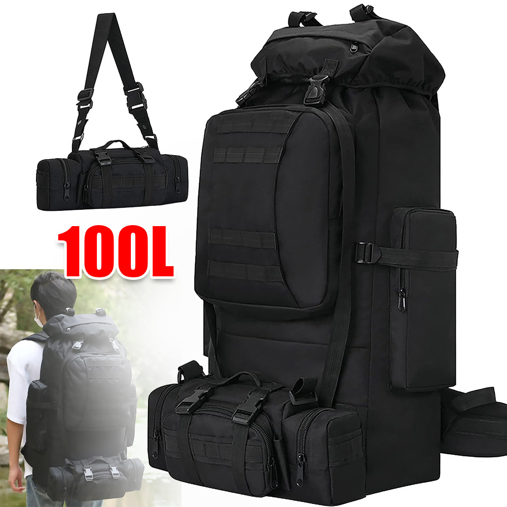 Image of 100l Modular Backpack Detachable Sports And Hiking Rucksack Large Capacity Backpack With Extra Shoulder Bag For Camping Hunting Hiking Mountaineering