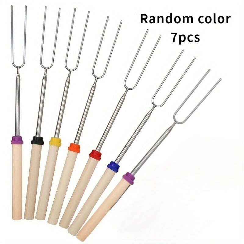 Image of 7pcs Extendable Metal Barbecue Skewers In Random Colors, Adjustable To 81.28 Cm For Grilling Meat, Skewers, And Hot Dog Sticks For Camping, Bonfires, And Bbq