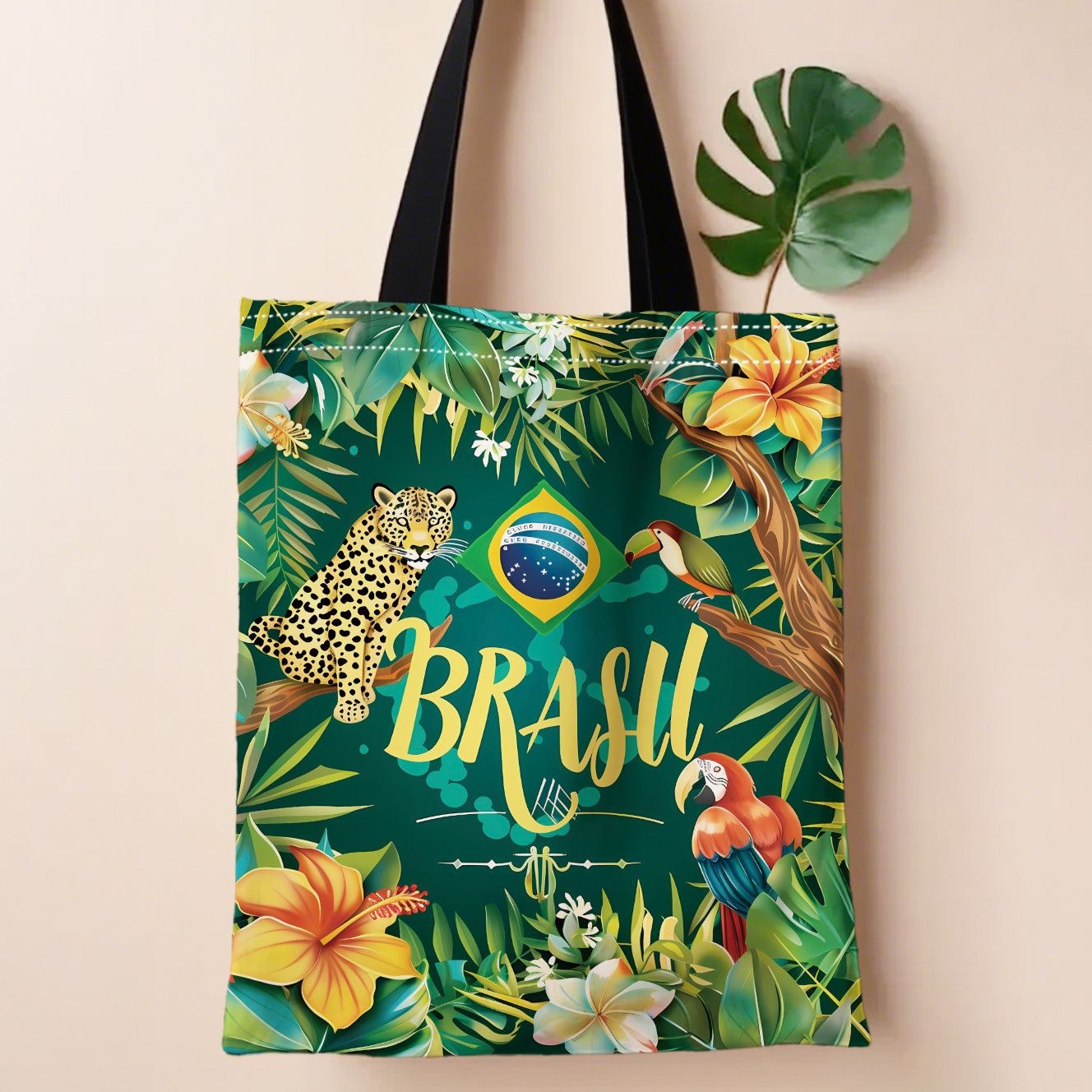 E-shop 1 Stück Brasilien-Motiv Schultertasche, ideal für Einkäufe, 2D-Druck, täglicher Gebrauch, Urlaubsgeschenke, hochwertig, UNISEX-Tasche