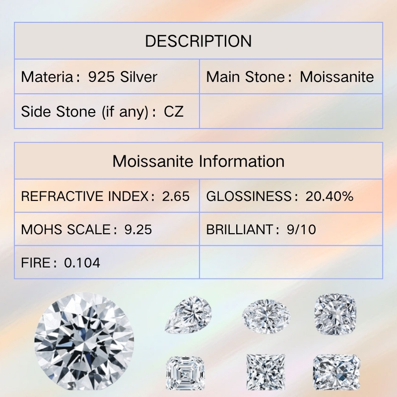Women's 1/2/3 Carat Classic Six Claw Round Cut Moissanite Ring