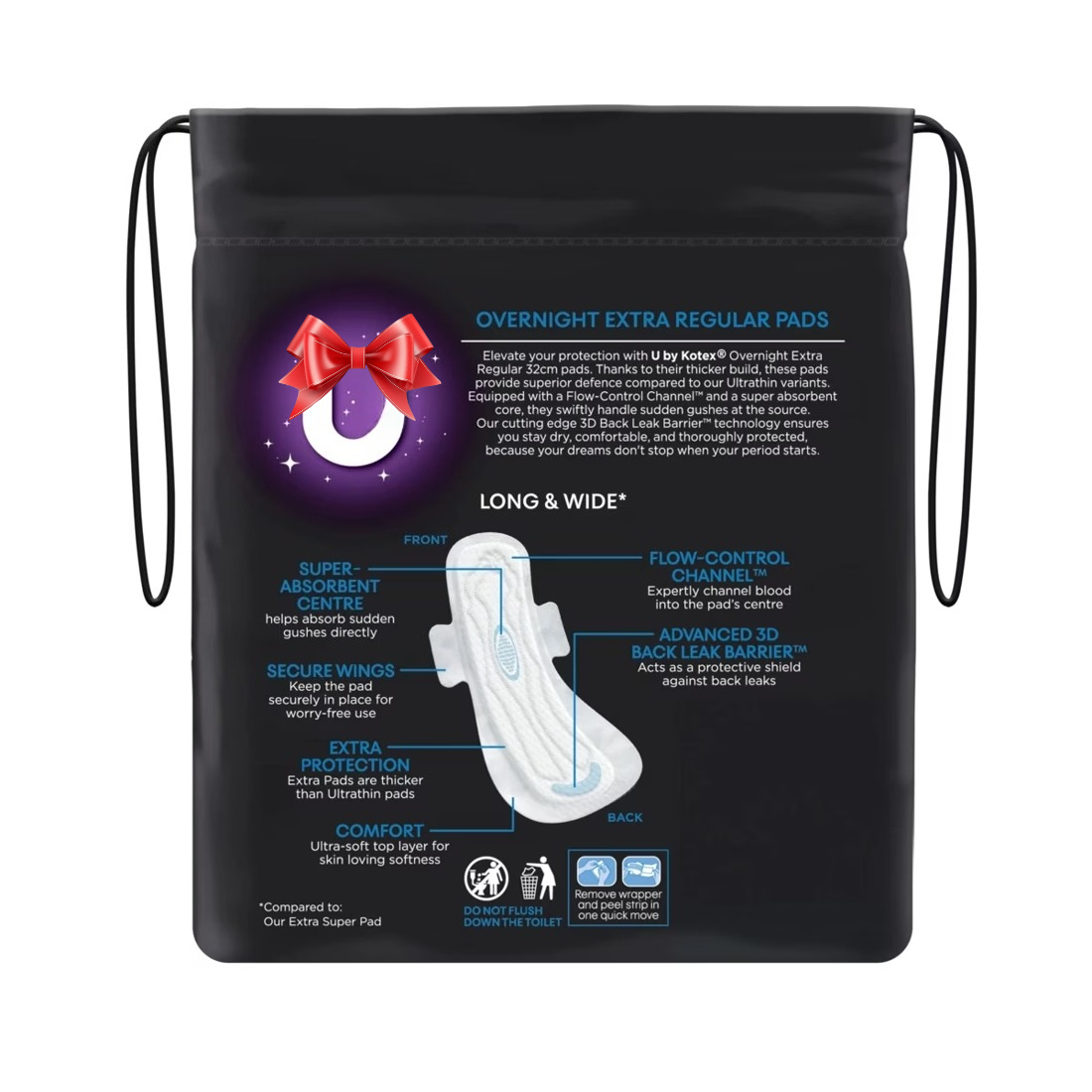 10 Pack Extra Overnight Pads with Wings - 2 Packs (5 Each) | Super Soft, Leak-Proof & Elastic Wings | Heavy Flow & Nighttime Protection | 24H Comfort, High Flow Capacity | Pregnancy-Friendly, Light Safe | Feminine Sanitary Napkins for Women - Image 3