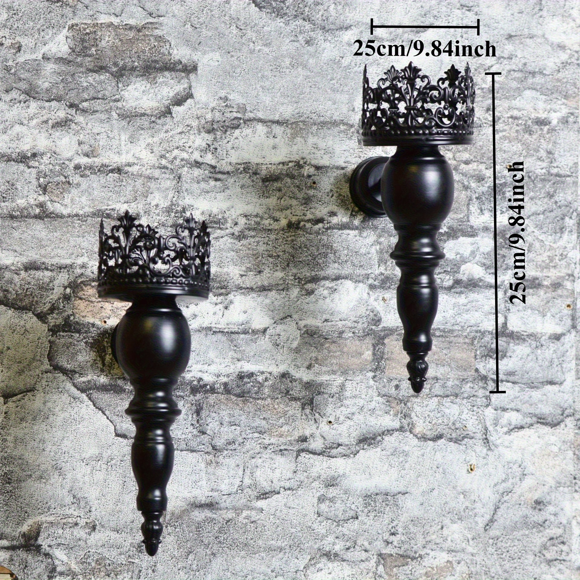 2 Pack Of Wrought Candle Holders, Metal Candle Holders For Wall Decoration In Room, Metal Wall Mounted Candle Holders For Living Room, Terrace, Bedroom, Staircase, Metal Material, Rustic End