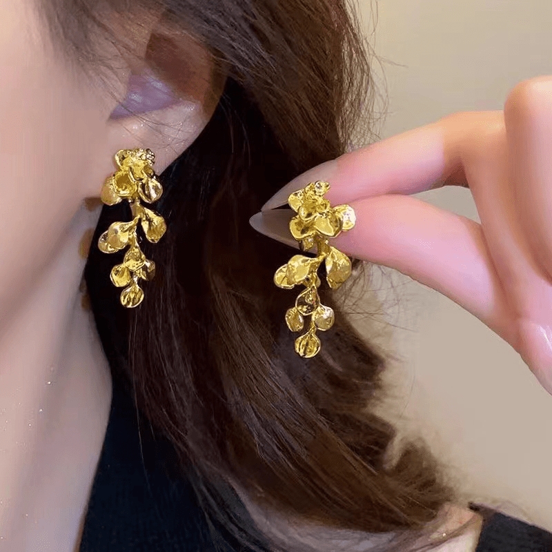 TEMU Pendientes colgantes florales de hojas para mujer, elegantes pendientes en la , joyería de novia y dama de honor para y regalo