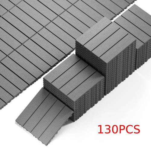 26 130pcs plastic interlocking deck tiles grey brown outdoor flooring rug waterproof indoor outdoor floor tiles for patio garden home decor bedroom living room balcony summer essential