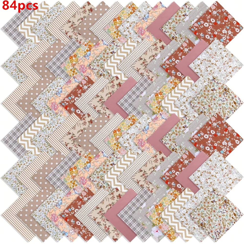 TEMU Set di 84 di tessuto per quilting rose da 5 pollici, mini confezione patchwork pretagliata, materiale patchwork stampato color , per cucito,