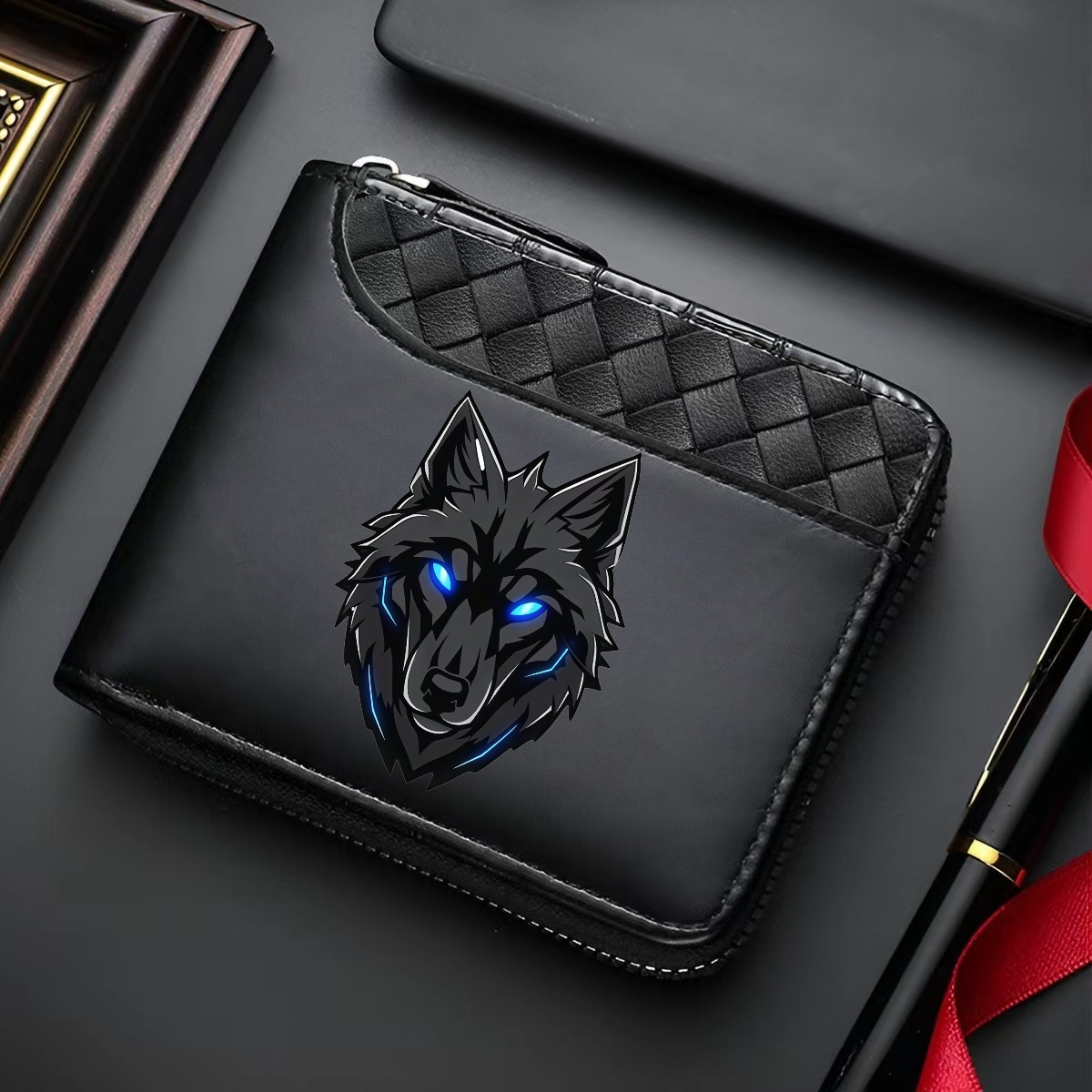 1 Men's Luxury Pu Wallet | Black, Zipper Closure, Multiple Card Slots, Large Capacity, Stitching Design - Perfect Gift For Father, Husband, Brother