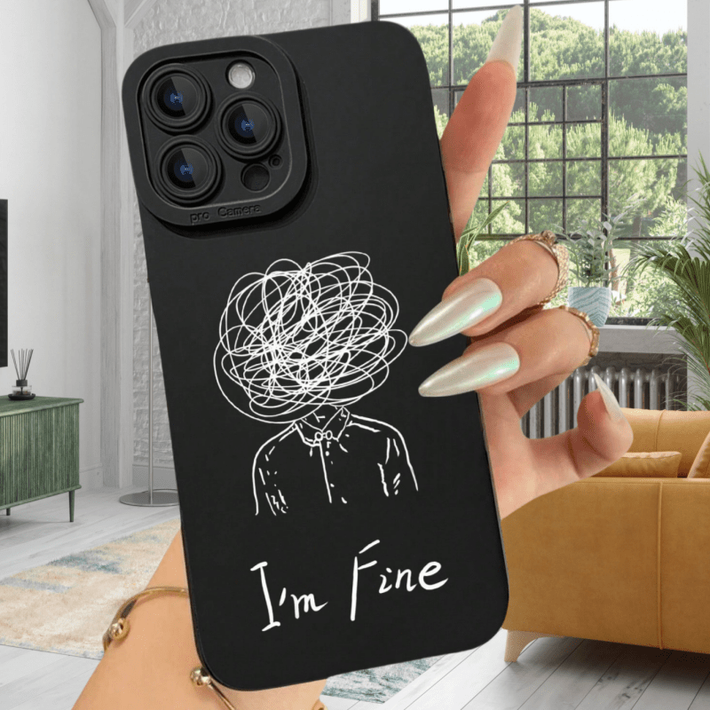 TEMU Phone Case: Creative Doodle "" Text And Pattern Black Pupil Eye Phone Case, Suitable For Iphone 16/15/14/13/12/11/xs/xr/x/7/8/12/13