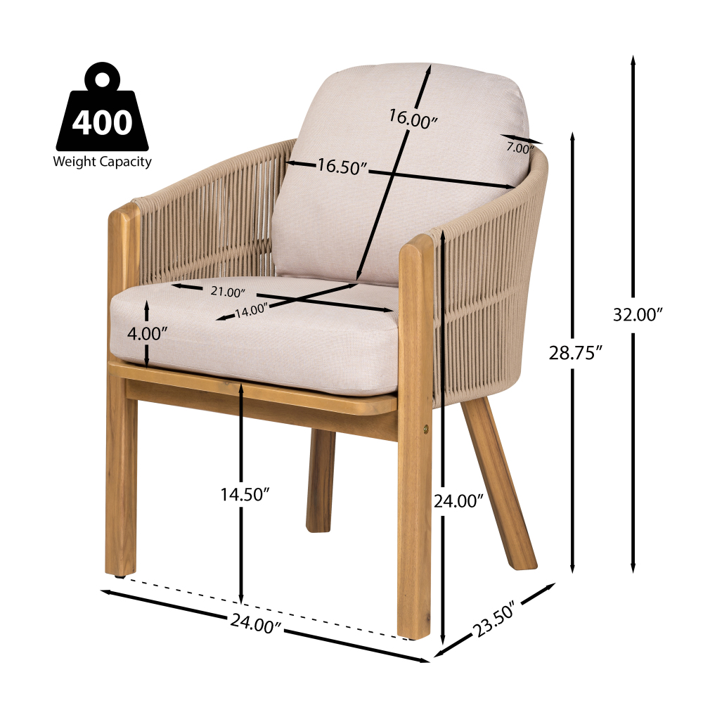 Courtyard Dining Chairs (2pcs Set) Soft Padded Seats Can Be Used As Dining Chairs Or Leisure Chairs With Detachable Cushions Suitable For Various Spatial Environments