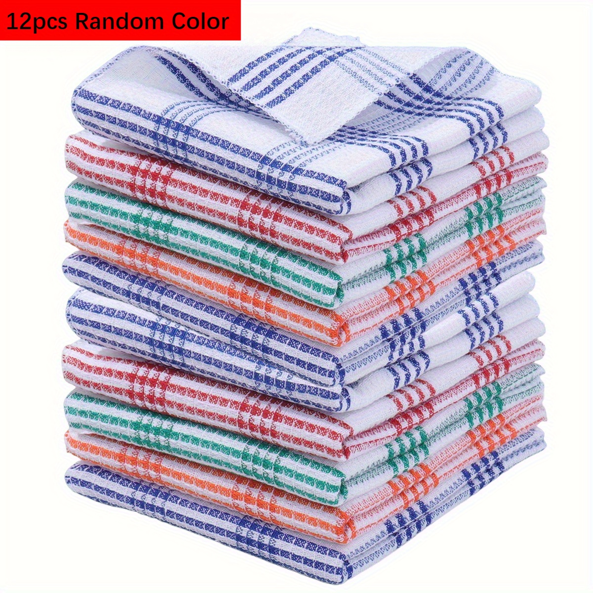 c2195396cdf74b9b8d9c93824094ddcf-goods.jpeg 12pcs Retro Plaid Kitchen Towels - Super Absorbent Coffee Grid Weave, 25x25cm, Polyester Blend Dish Cloths for Kitchen, Bathroom