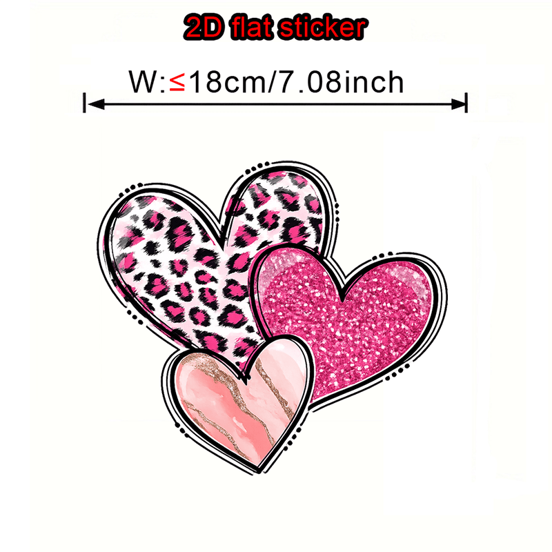 TEMU 1pc Pink Leopard Print Rhinestone Heart Heat Transfer Iron-on Sticker, Suitable For T-shirts, Sweatshirts, Jeans, And Diy Throw Pillows, Durable