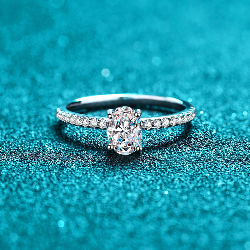 925 Silver Moissanite Women's Ring, Classic Design Engagement Ring