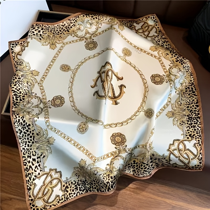 E-shop YZNT 100% Seide Quadratischer Schal - Europäischer Stil Blumen- und , Luxuriöses Beige und Goldene Damenmode Accessoire, Elegant für Pendeln,