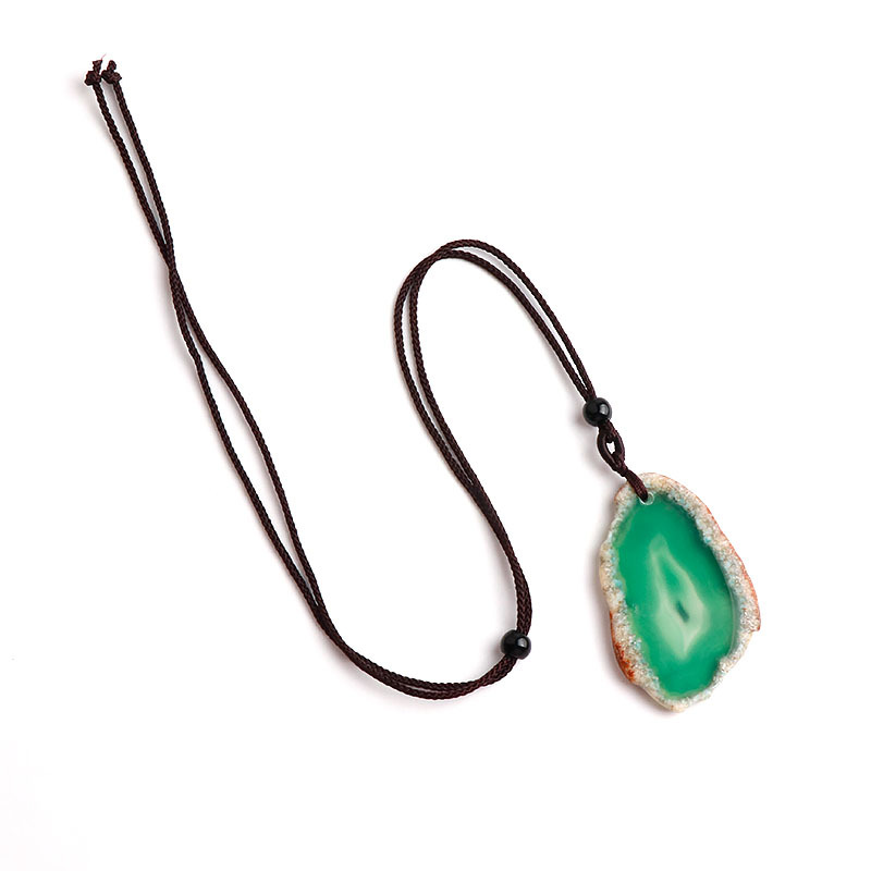 Natural Stone Irregular Colored Pendant Necklace