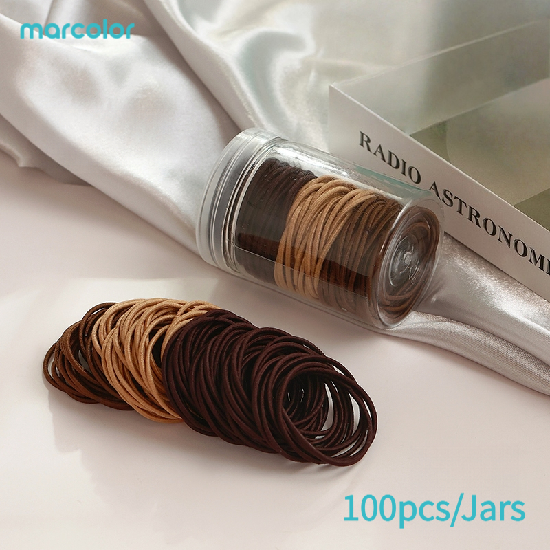 TEMU Marcolor 100pcs High-elasticity Hair Ties (jar Pack) - Colorful, Stretchy Hair Bands; Durable Hair Rings Suitable For All Hair Types, Ideal For
