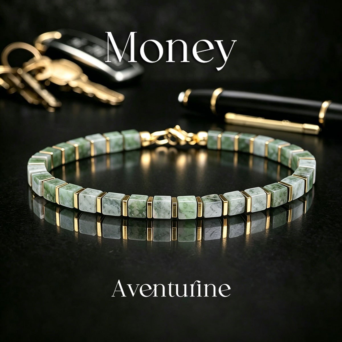  aventurine square bead wealth bracelet attracting wealth   and   handmade natural stone   jewelry suitable for daily wear