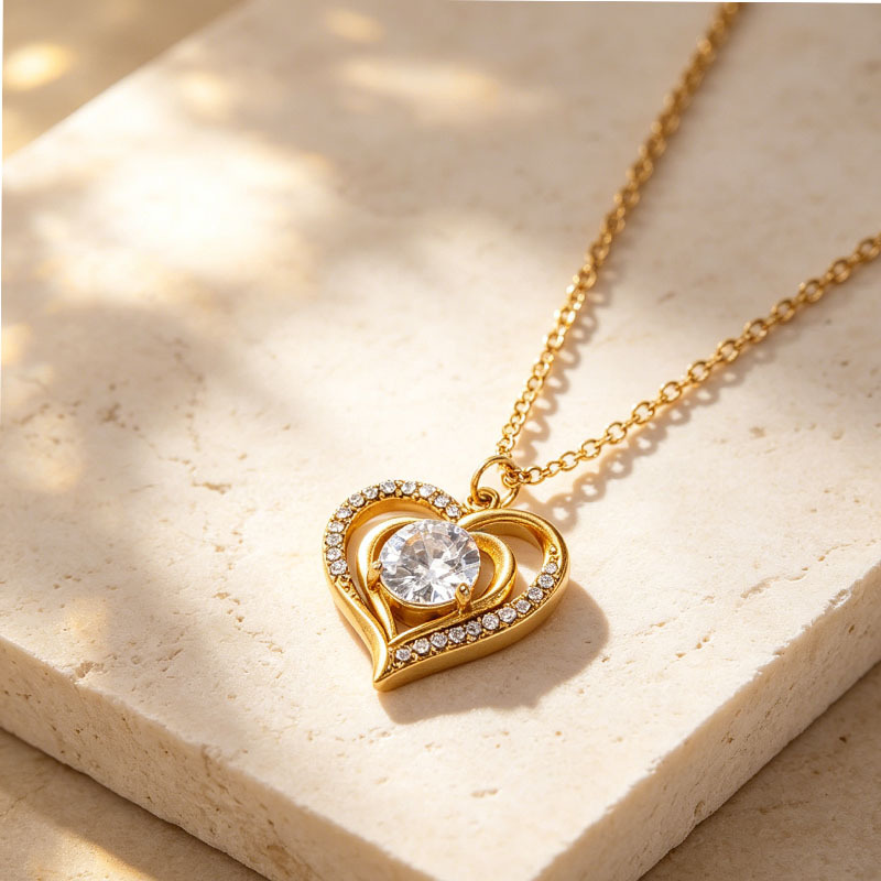 Stainless Steel Double-Layered Heart Pendant Necklace