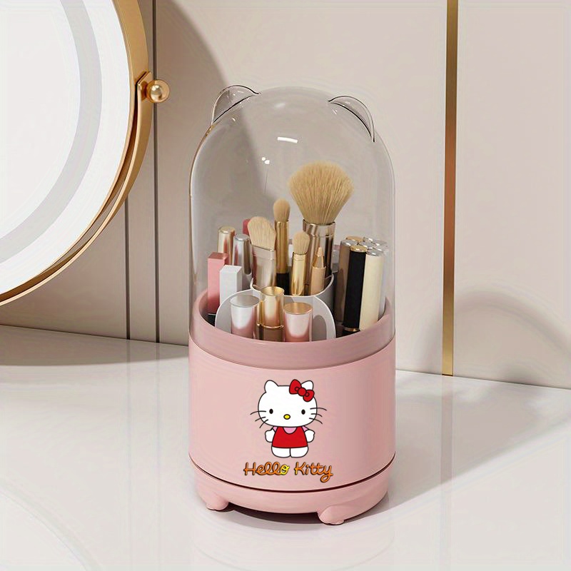   genuine 360 rotating makeup brush organizer with dustproof lid desktop pen holder and eyebrow eye shadow brush storage box Product details 1