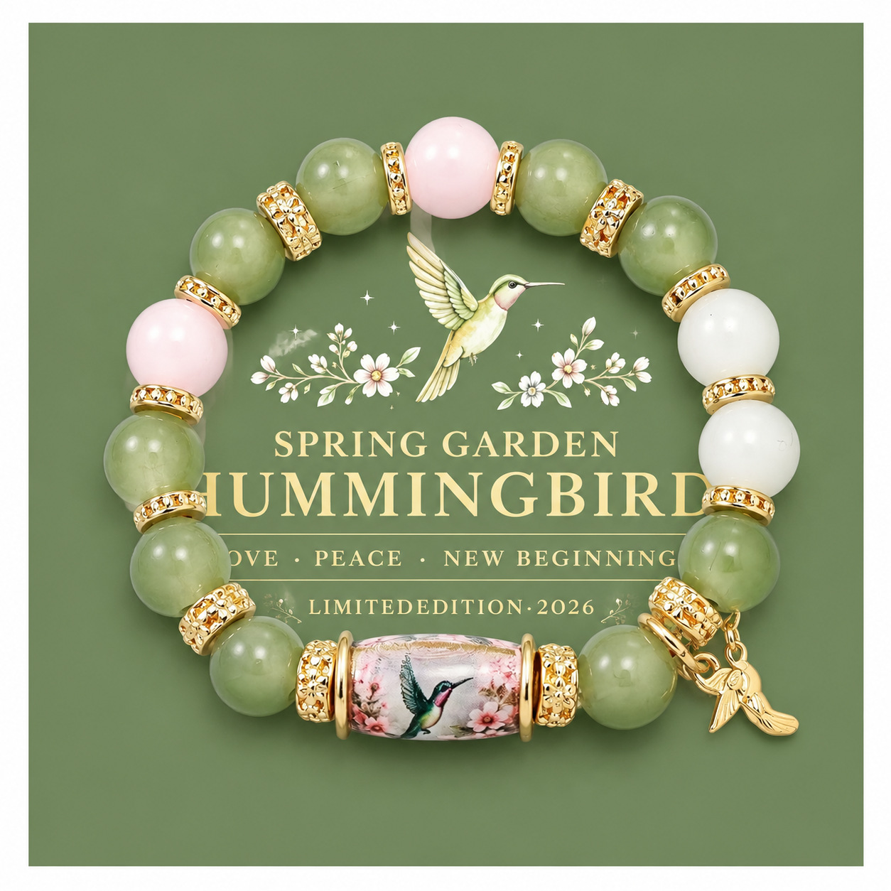 TEMU 1pc Green Hummingbird Bracelet, Suitable For Daily Wear, Surprise Basketball Gift For Him, Birthday Anniversary Halloween Christmas Present