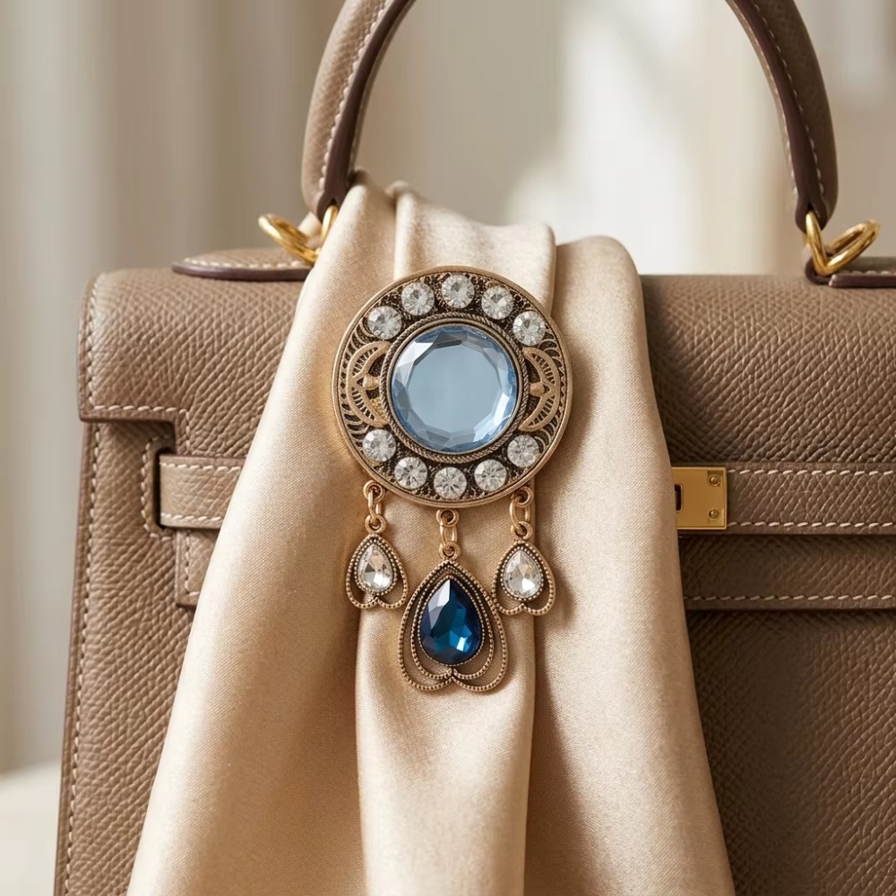 TEMU vintage a , di con grande strass blu e ciondoli a forma di cuore, da vintage, accessorio di gioielleria in stile retr簷 per donne, perfetta per