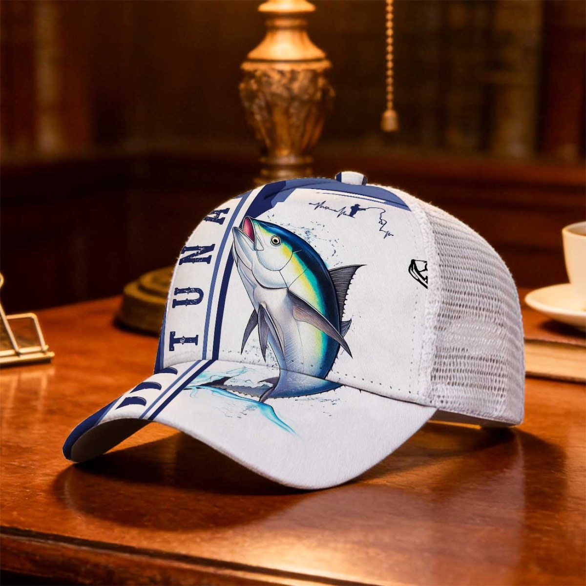 TEMU Gorra de béisbol clásica de 1 pieza con estampado de de pesca de atún, gorra de malla, gorra deportiva, accesorio de cabeza de moda con ajuste