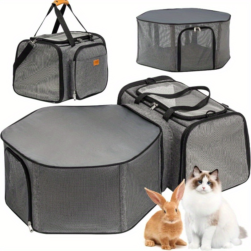 

Cat Carrier, Detachable Airline Approved, 18"x13.4"x11.8" Large Space 3 In 1 Soft Sided Small Dog Travel Bag, Rabbit Cat Kennel, Pet Mobile Tent Outdoors Indoors