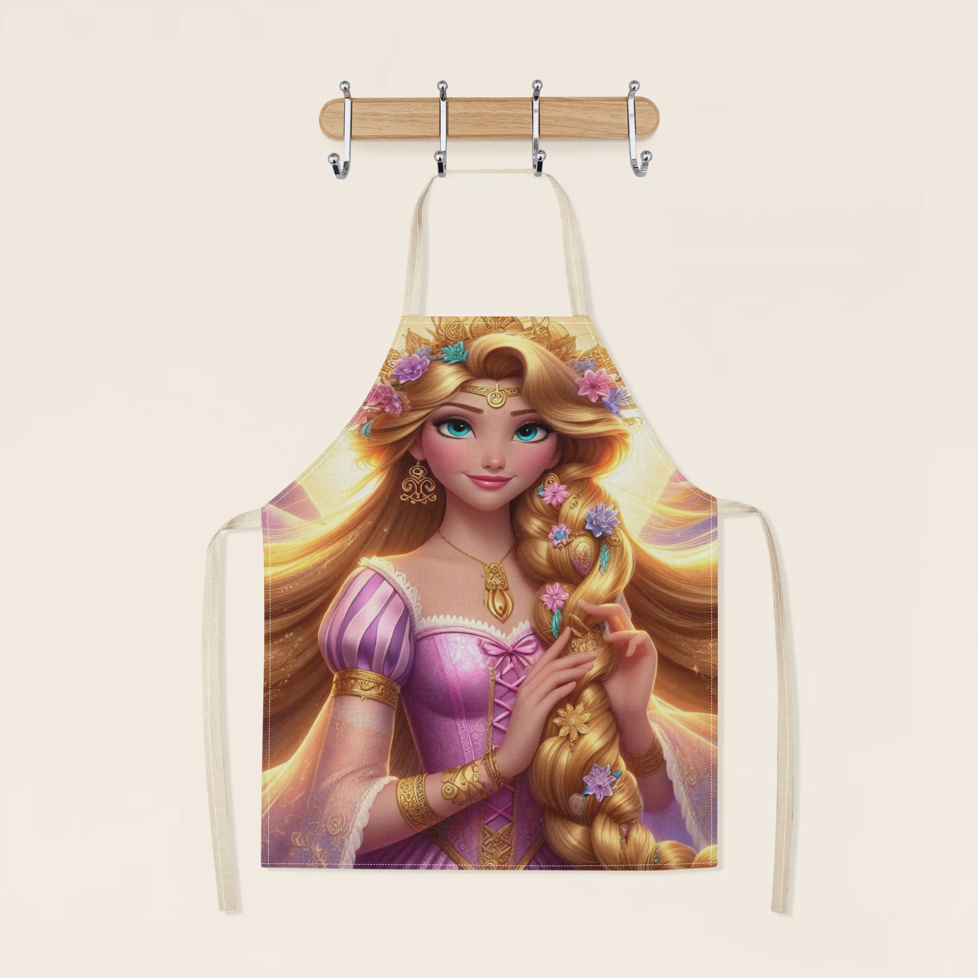 disney   waterproof apron - vibrant cartoon princess design,   polyester, ideal for kitchen, restaurants, cafes & home use details 2