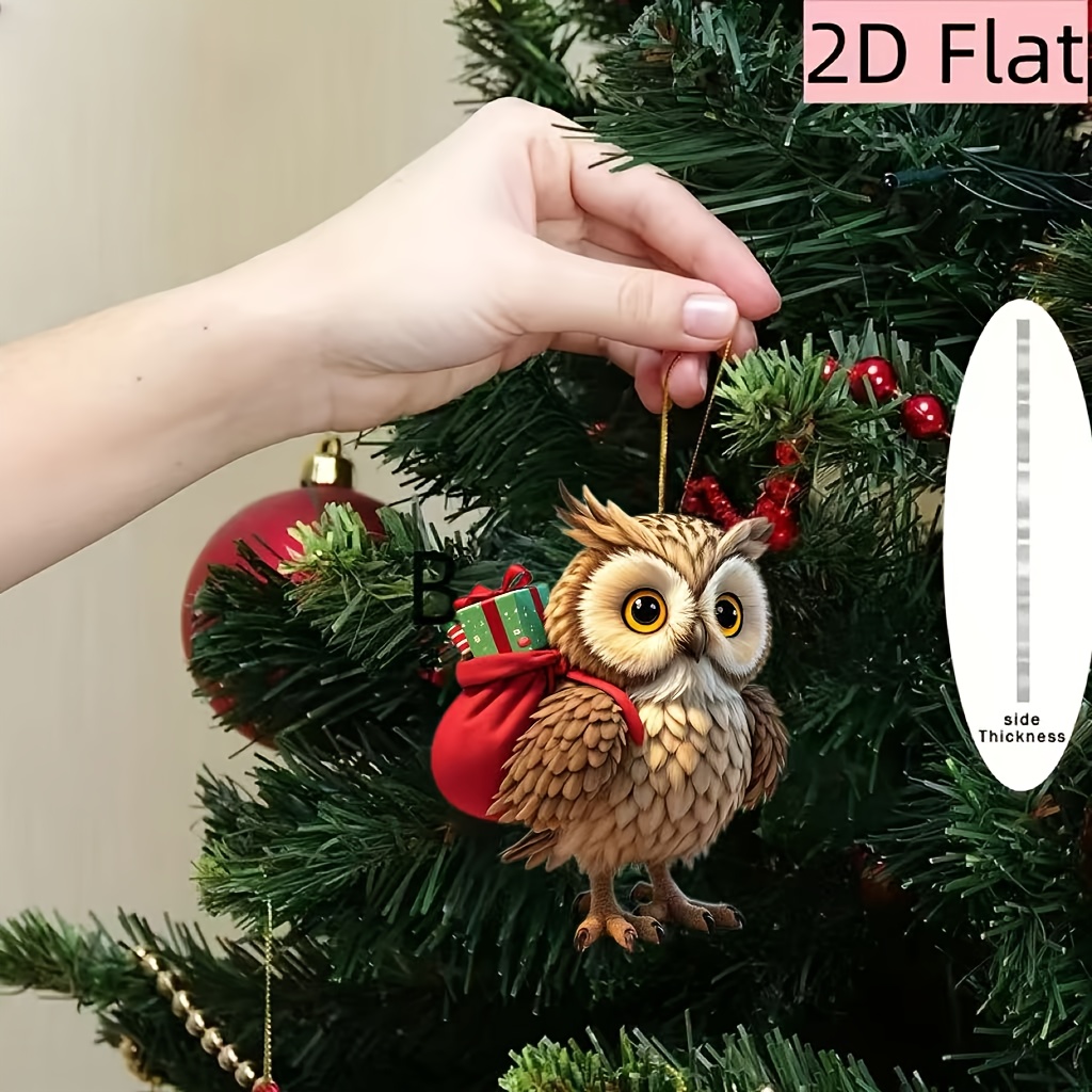 TEMU 2D Flat - 2Dfiat - Lindo colgante de acrílico 2D, ideal para árbol de Navidad, regalo o decoración para el hogar y exteriores