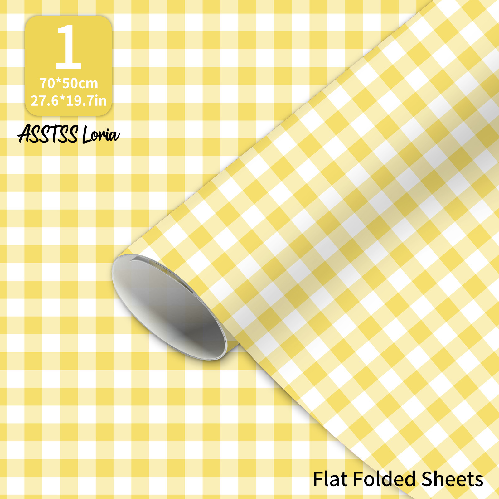TEMU 1 Sheet Asstss Large Yellow Plaid Wrapping Paper - 20x28" Suitable For Birthdays, Graduation Gifts, Diy Crafts, High-definition Aesthetic Gift