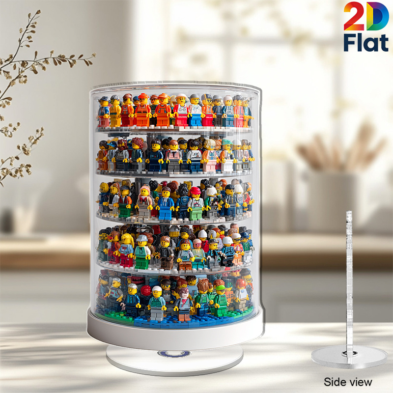 E-shop 2D flacher, 2D drehbarer Acryl-Displayständer mit drehbarem Sockel & mehrschichtigem Mini-Figur-Vitrine – Geeignet für Tischplatten, Sammlungen,
