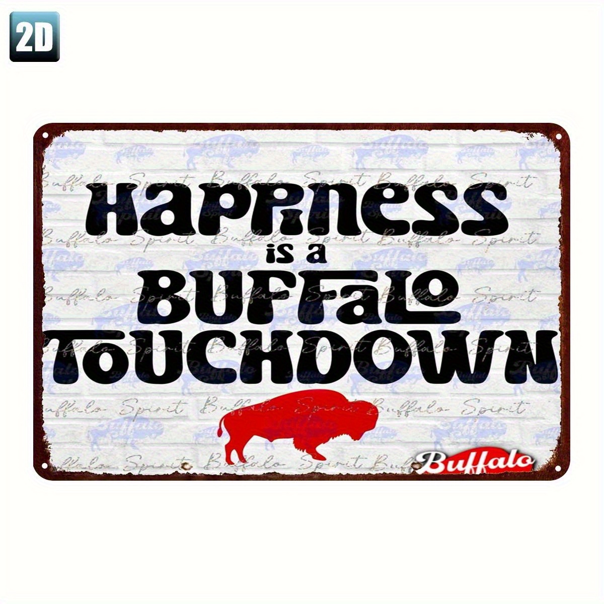 TEMU 2d Flat, 2d Flat Plane, 1pc Vintage Buffalo Metal Wall Decor Sign A Buffalo 8.0x12.0 Inches With Distressed Vintage Finish, Spirit Decoration,